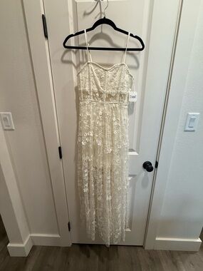 Altar'd State Ivory Lace Spaghetti Strap Maxi